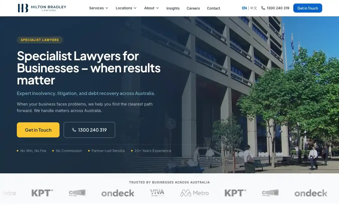 The new Hilton Bradley Lawyers website built by ClickedOn