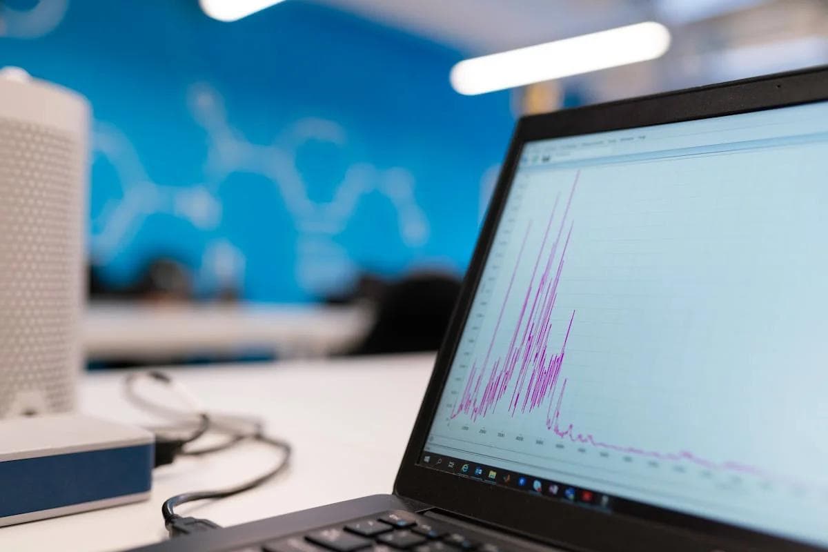 Performance marketing analytics dashboard on a laptop screen, illustrating Google Ads account management